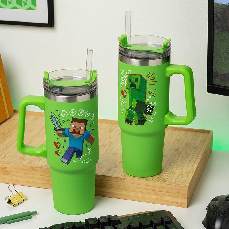 Minecraft - Steve & Creeper Green 900ml Insulated Cup and Straw