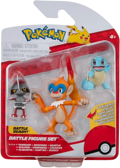 Pokemon - Pawniard, Monferno & Squirtle Battle Figure Set