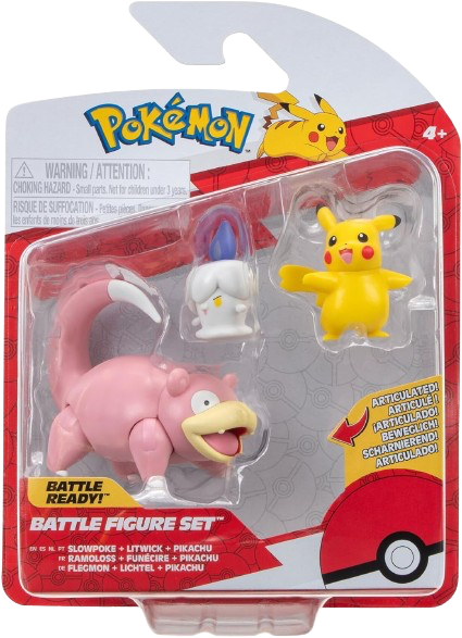 Pokemon - Slowpoke, Litwick & Pikachu Battle Figure Set