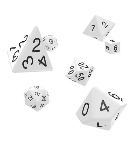 Oakie Doakie Dice - Solid White RPG Dice Set