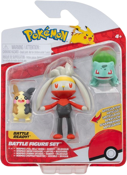 Pokemon - Mopeko, Raboot & Bulbasaur Battle Figure Set