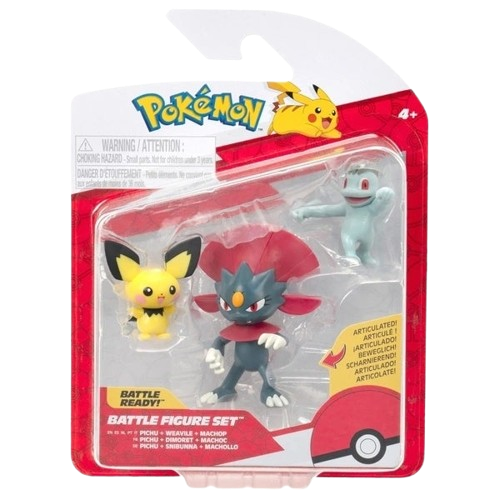 Pokemon - Pichu, Weavile & Machop Battle Figure Set