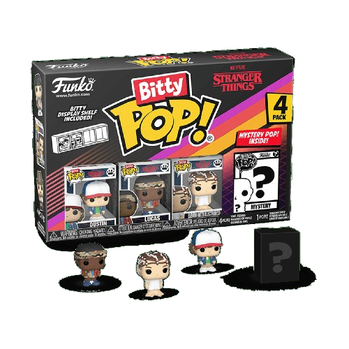 Stranger Things - Dustin, Lucas, Eleven (With Electrodes) & Mystery Funko Bitty Pop!