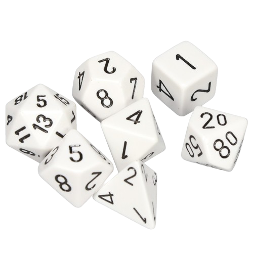 Chessex - White/Black Opaque Poly 7 Dice Set