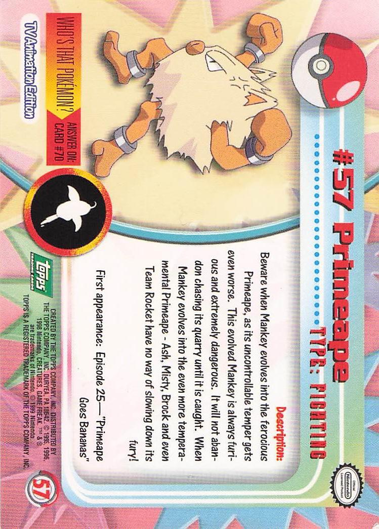 Primeape #57 - Topps