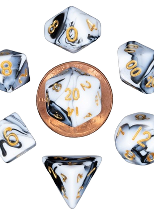 FanRoll - Marble with Gold Numbers Poly Dice Set