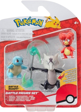 Pokemon - Squirtle, Alolan Marowak & Magby Battle Figure Set
