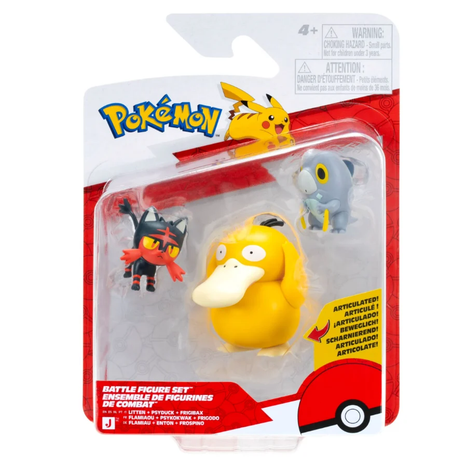 Pokemon - Litten, Psyduck & Frigibax Battle Figure Set