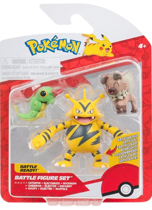 Pokemon - Caterpie Electabuzz & Rockruff Battle Figure Set