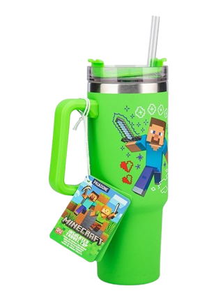 Minecraft - Steve & Creeper Green 900ml Insulated Cup and Straw