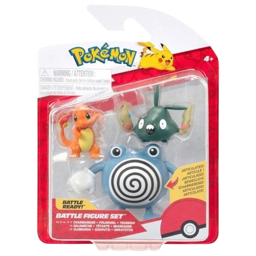 Pokemon - Charmander, Poliwhirl & Trubbish Battle Figure Set