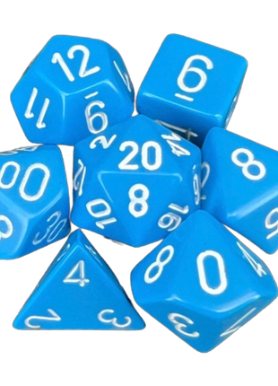 Chessex - Light Blue/White Opaque Poly 7 Dice Set