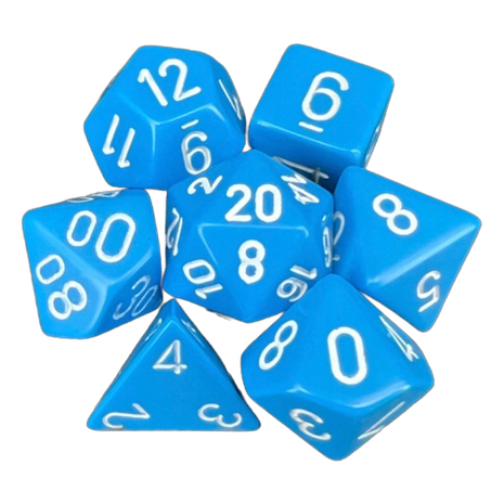 Chessex - Light Blue/White Opaque Poly 7 Dice Set