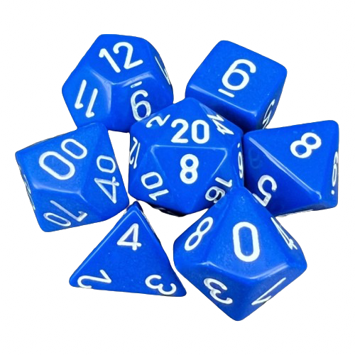 Chessex - Blue/White Opaque Poly 7 Dice Set