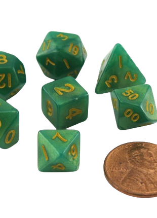 FanRoll - Green and Light Green/Gold Poly Dice Set