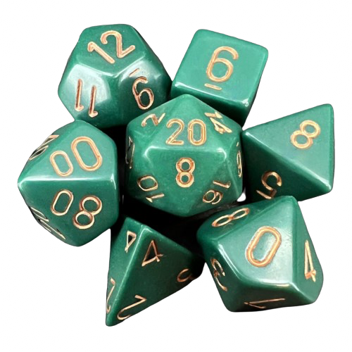 Chessex - Dusty Green/Copper Opaque Poly 7 Dice Set