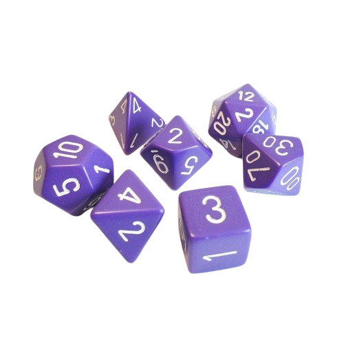 Chessex - Purple/White Opaque Poly 7 Dice Set