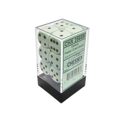 Chessex - Opaque 16mm D6 Dice Block - Pastel Green/Black