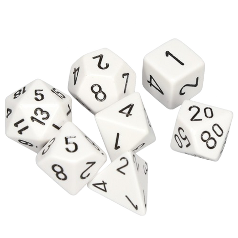 Chessex - White/Black Opaque Poly 7 Dice Set