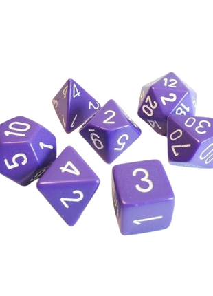Chessex - Purple/White Opaque Poly 7 Dice Set