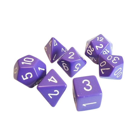 Chessex - Purple/White Opaque Poly 7 Dice Set