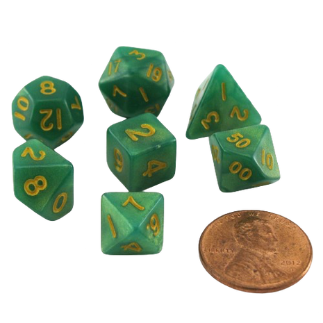 FanRoll - Green and Light Green/Gold Poly Dice Set