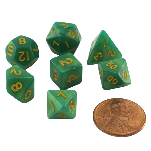 FanRoll - Green and Light Green/Gold Poly Dice Set