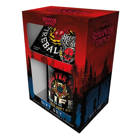 Stranger Things - Hellfire Mug, Coaster & Keychain Gift Set