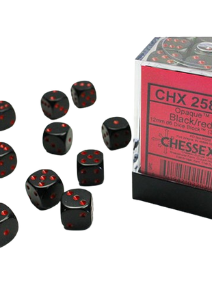 Chessex - Opaque 16mm D6 Dice Block - Black/Red
