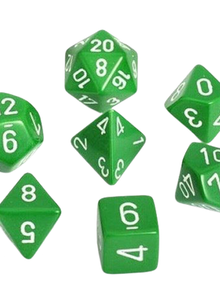 Chessex - Green/White Opaque Poly 7 Dice Set