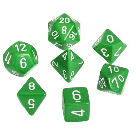 Chessex - Green/White Opaque Poly 7 Dice Set