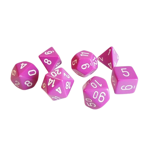 Chessex - Light Purple/White Opaque Poly 7 Dice Set