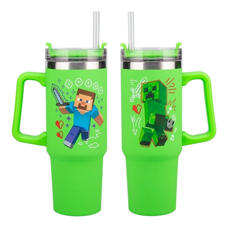 Minecraft - Steve & Creeper Green 900ml Insulated Cup and Straw