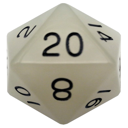 FanRoll - 35mm Mega Acrylic D20: Glow Clear