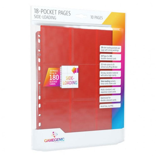 Gamegenic - Sideloading 18-Pocket Pages 10 Pack - Red