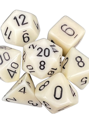 Chessex - Ivory/Black Opaque Poly 7 Dice Set