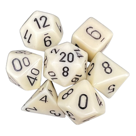 Chessex - Ivory/Black Opaque Poly 7 Dice Set
