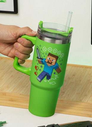 Minecraft - Steve & Creeper Green 900ml Insulated Cup and Straw