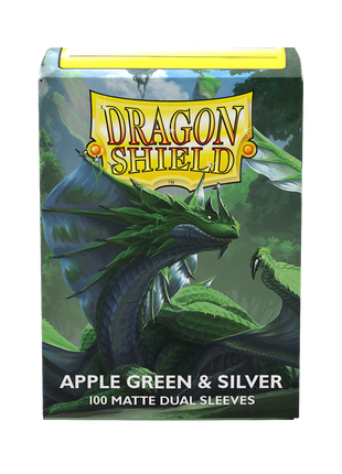 Dragon Shield -  Matte Dual Apple Green & Silver Sleeves (100)