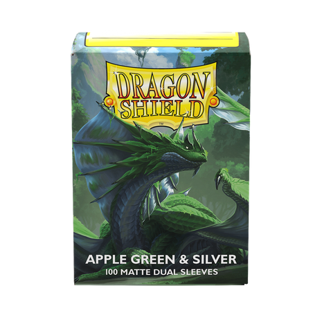 Dragon Shield -  Matte Dual Apple Green & Silver Sleeves (100)