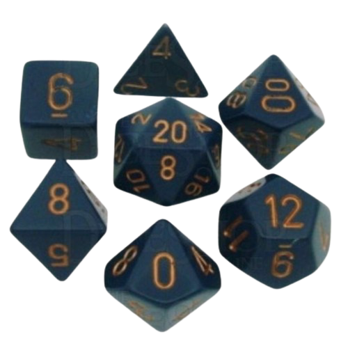 Chessex - Dusty Blue/Copper Opaque Poly 7 Dice Set