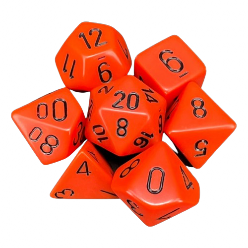 Chessex - Orange/Black Opaque Poly 7 Dice Set