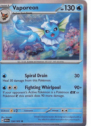 Vaporeon 134/165 (H)