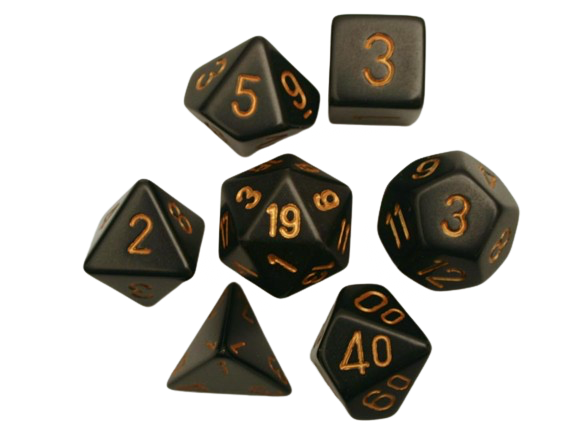 Chessex - Black/Gold Opaque Poly 7 Dice Set