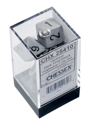 Chessex - Grey/Black Opaque Poly 7 Dice Set