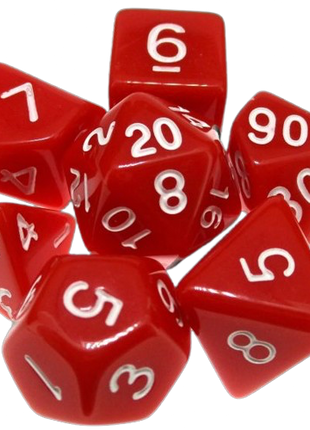 Chessex - Red/White Opaque Poly 7 Dice Set