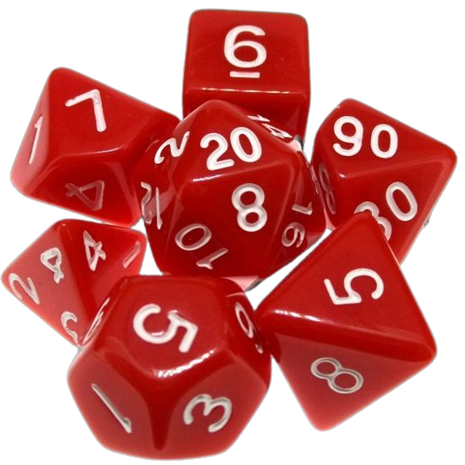 Chessex - Red/White Opaque Poly 7 Dice Set