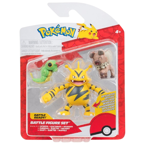 Pokemon - Caterpie Electabuzz & Rockruff Battle Figure Set