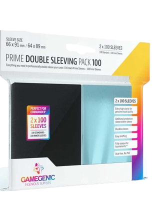 Gamegenic - Clear & Black Prime Double Sleeving Pack (100)