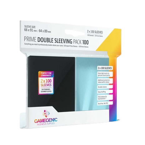 Gamegenic - Clear & Black Prime Double Sleeving Pack (100)